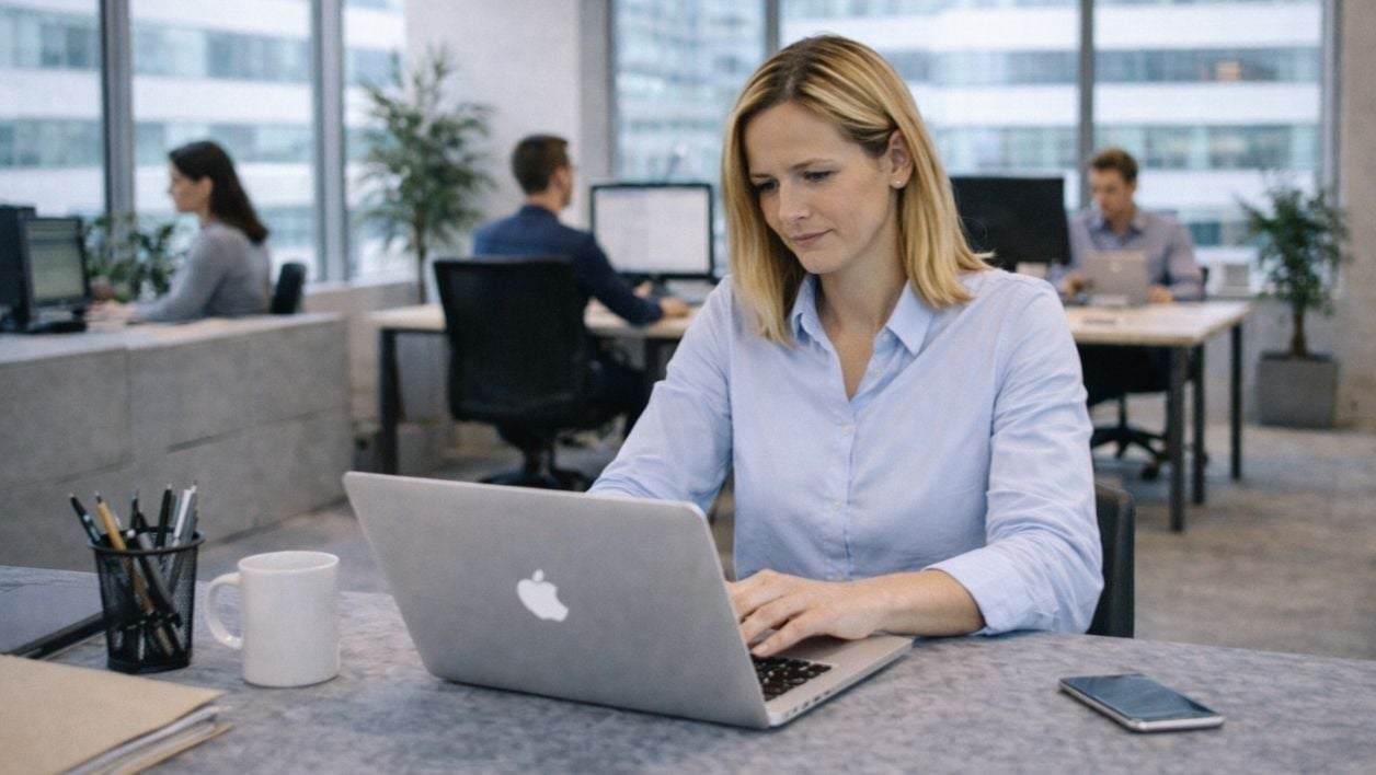 Woman working on laptop